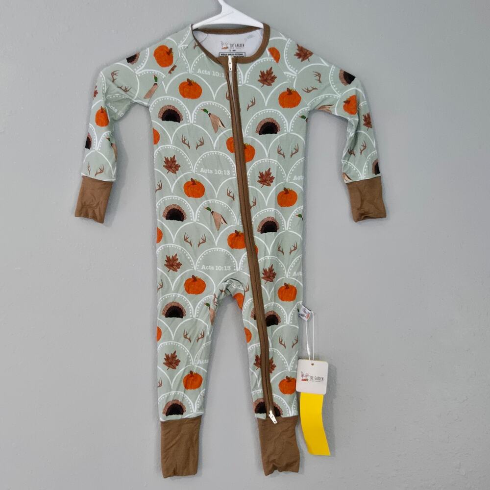 NEW The Garden Bamboo Zip Sleeper Christian Bible Autumn Harvest Hunting 12-18m